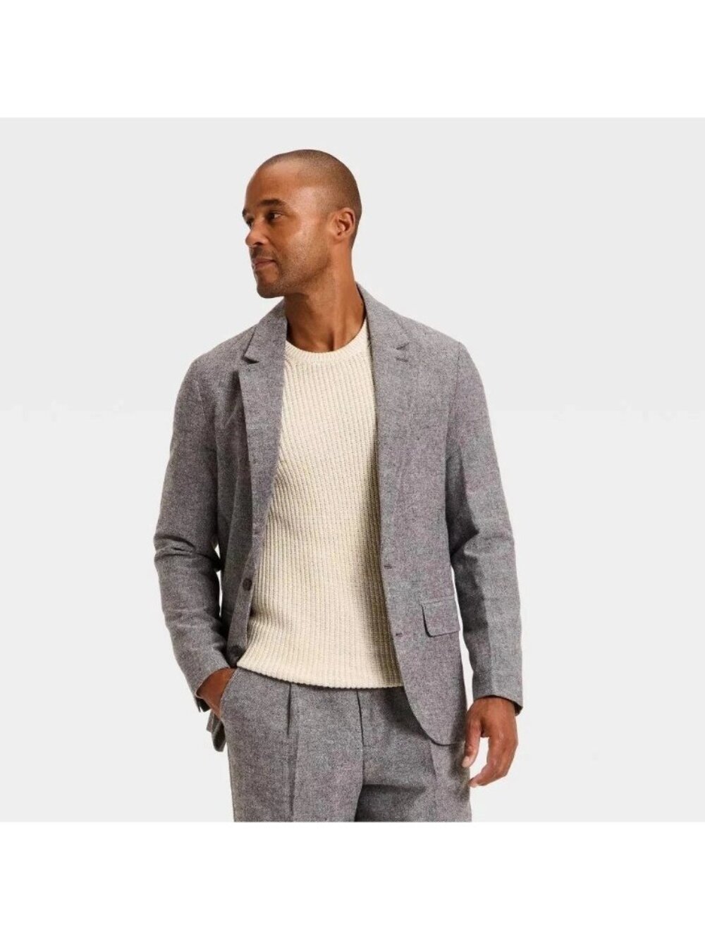 Men's Tweed Sportscoat Jacket Blazer Goodfellow Size XL 46/48 Gray Wool Blend